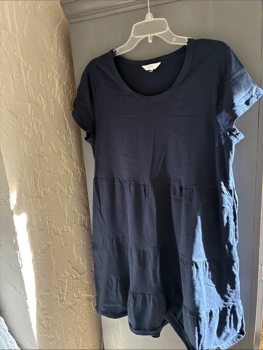 Echo Navy Blue Short Sleeve Tiered Dress